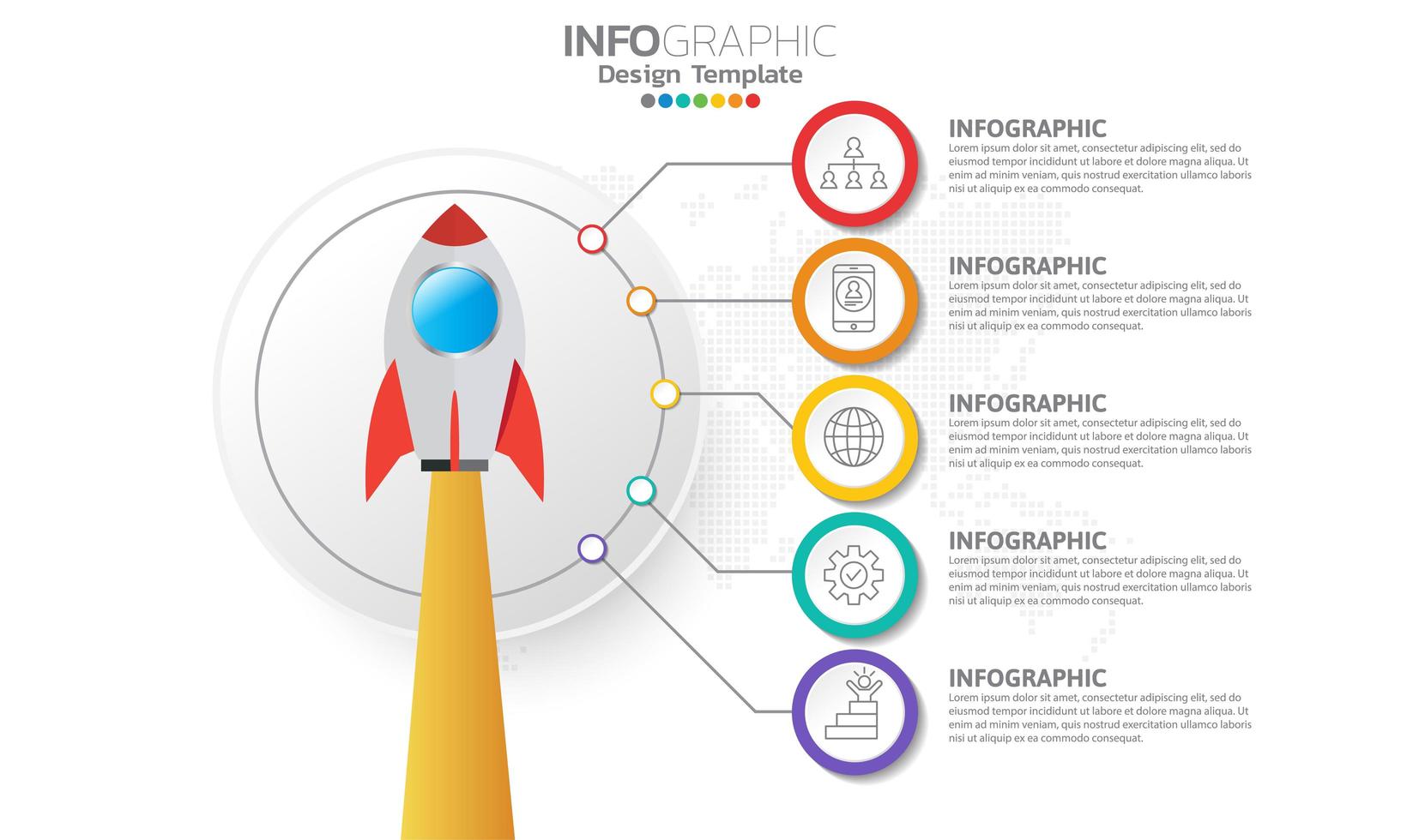 Plantilla de infografía de línea de tiempo con 5 elementos. vector