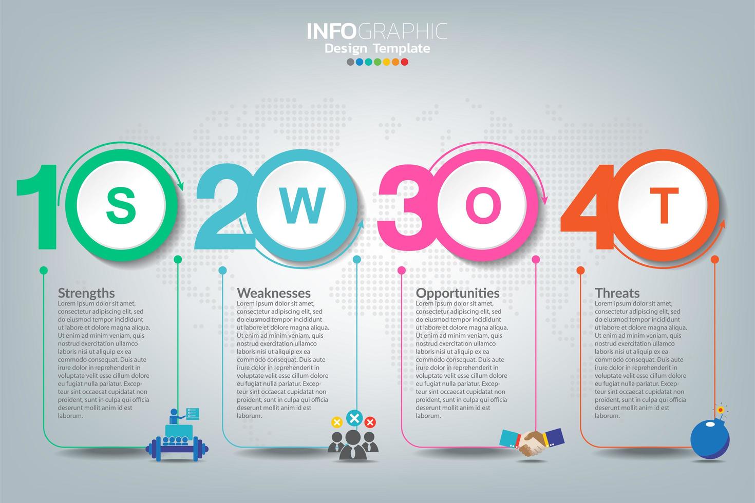 Swot analysis business infographic vector