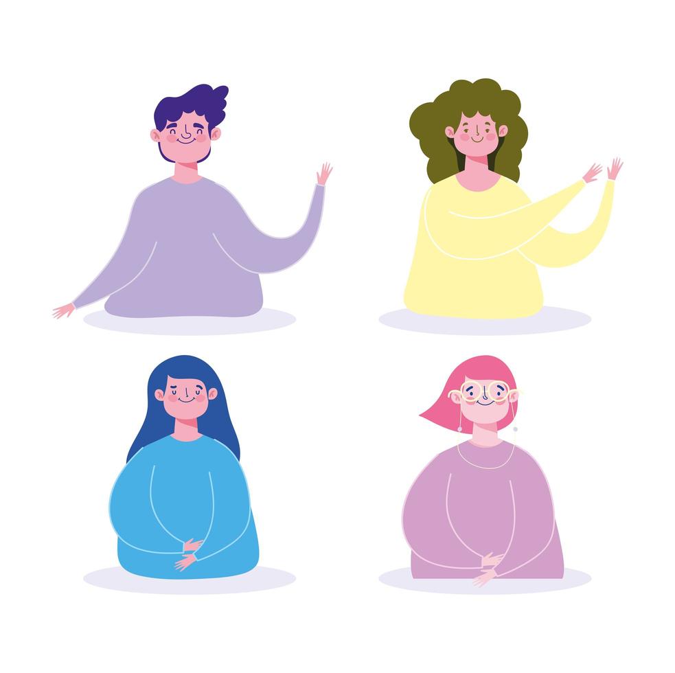 conjunto de jóvenes en diferentes poses. vector