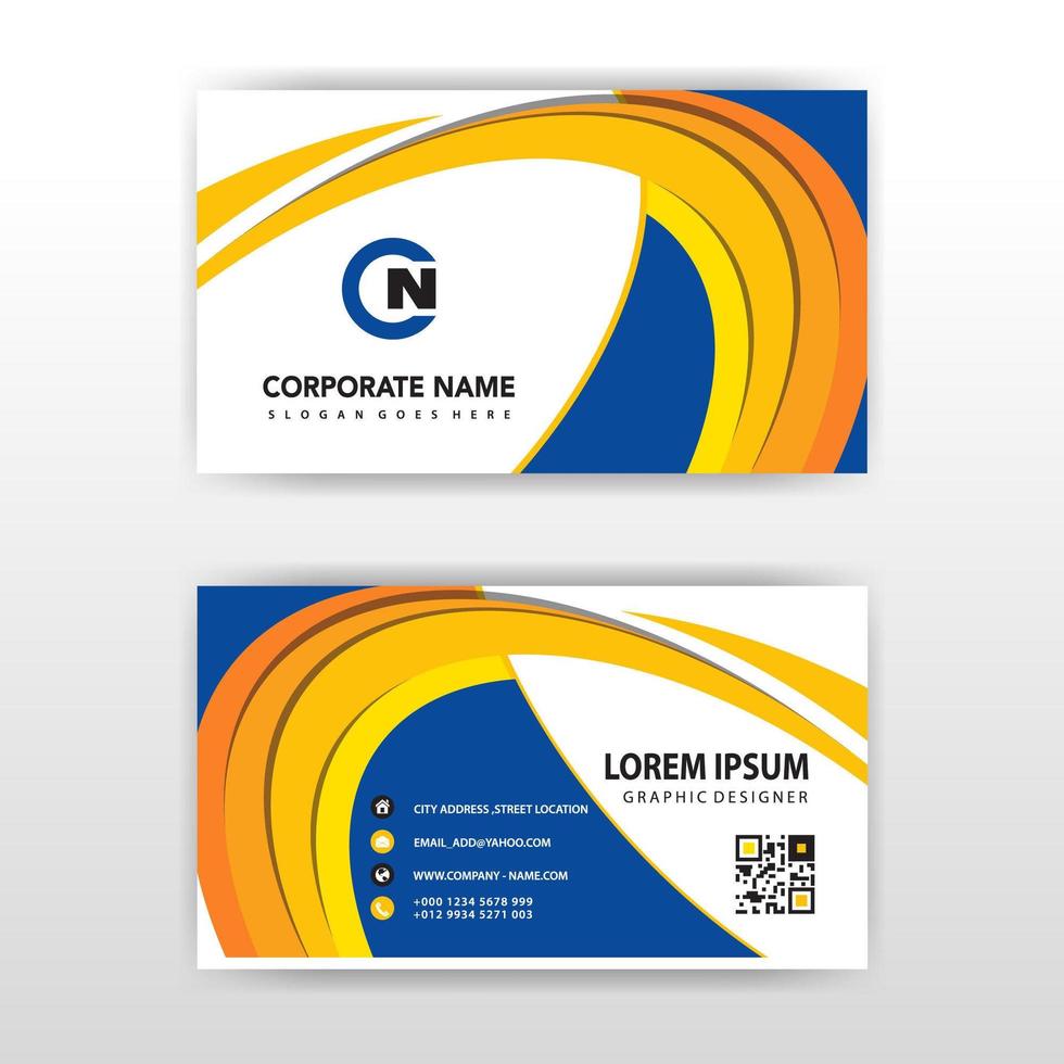 Abstract yellow curve corporate card template vector