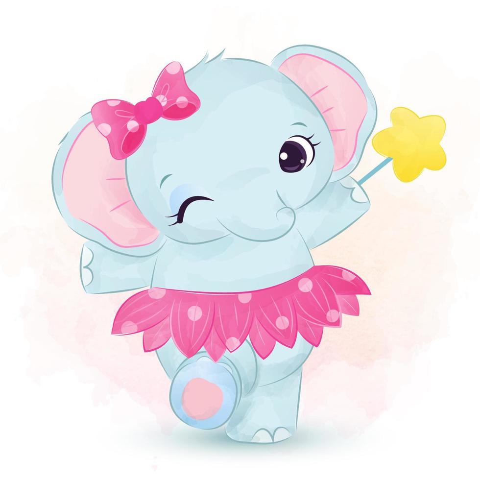 bebé niña elefante felizmente bailando vector