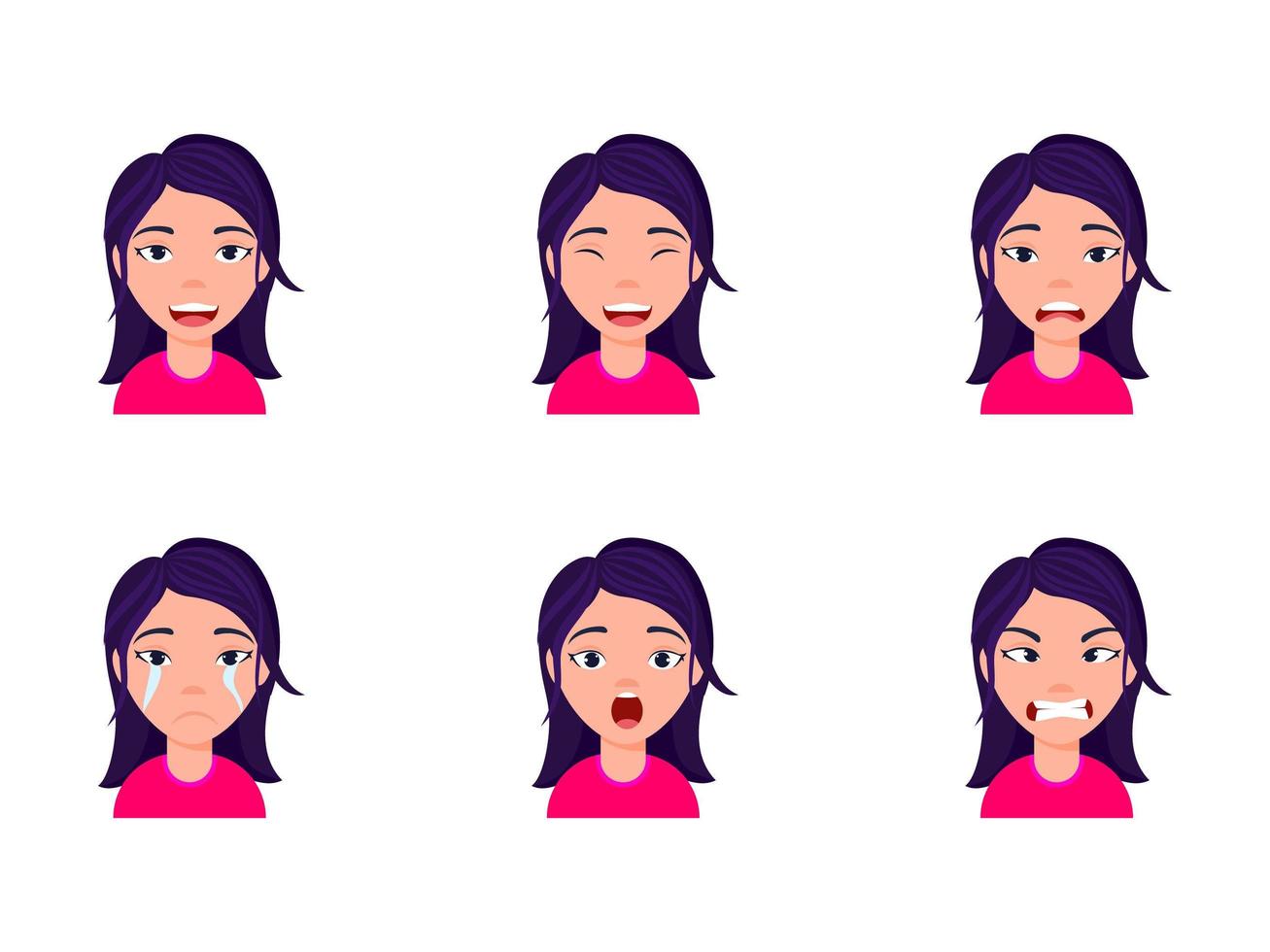 Cute Kid Girl With Different Facial Expression vector