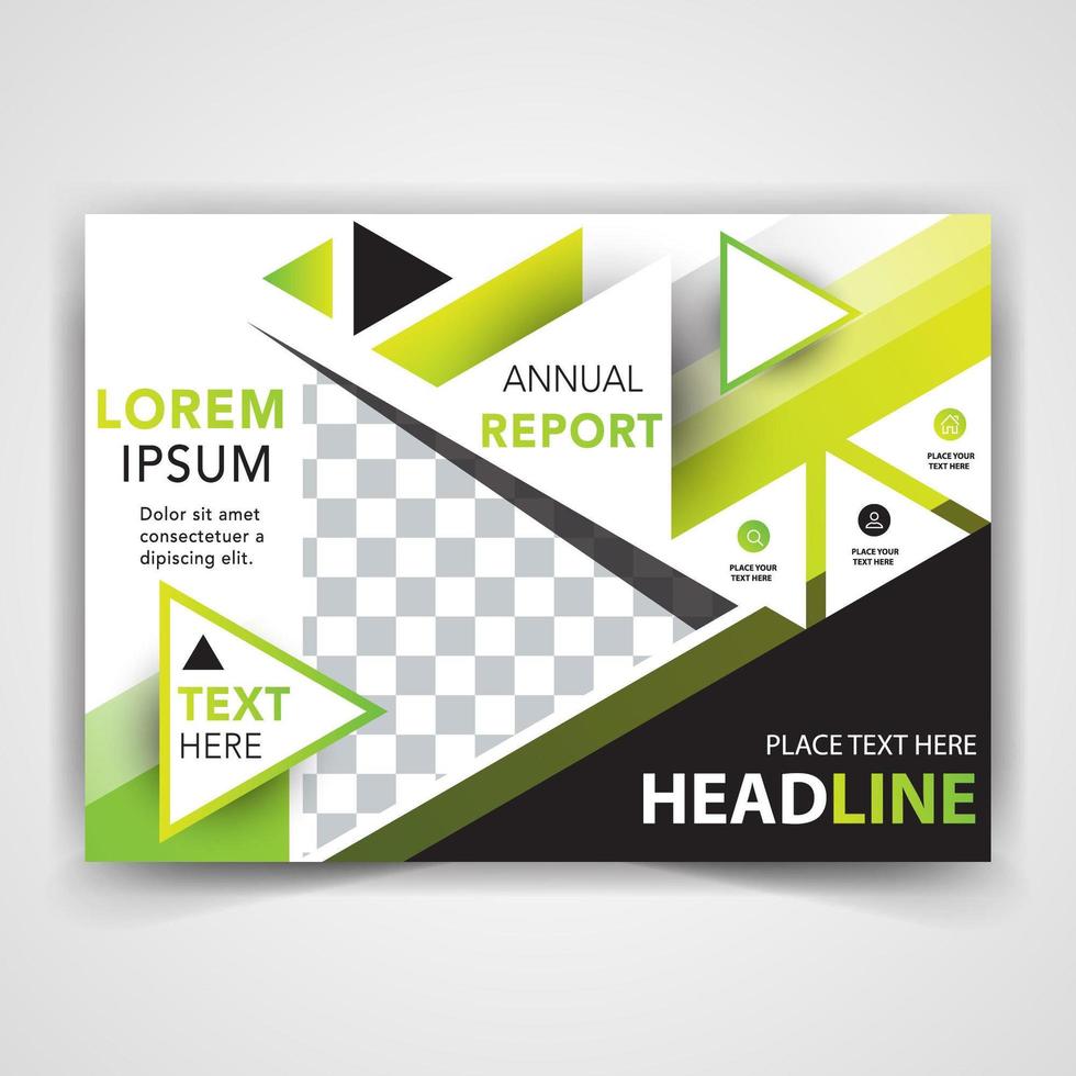 Green triangular shapes leaflet cover vector