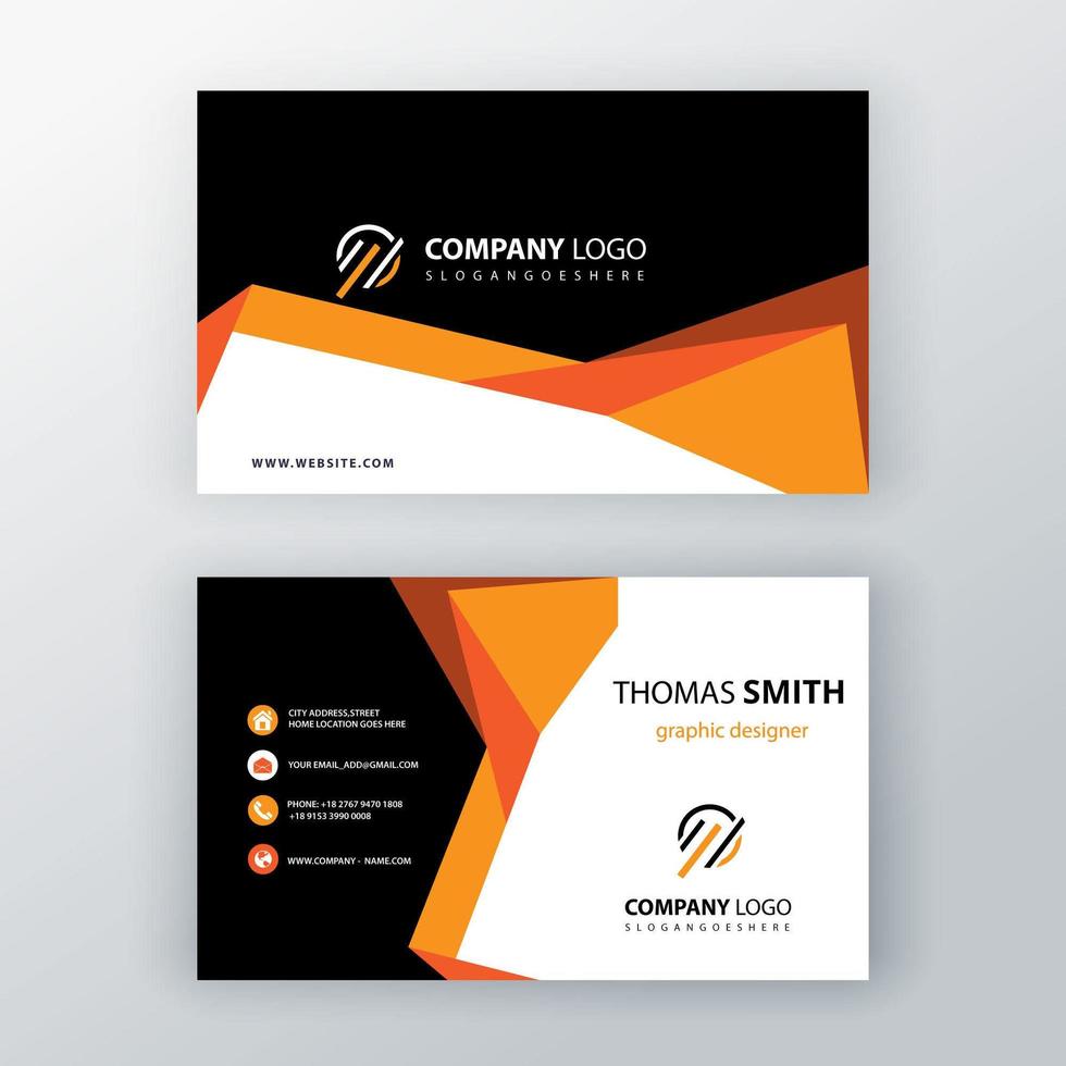 Orange shapes business card template vector