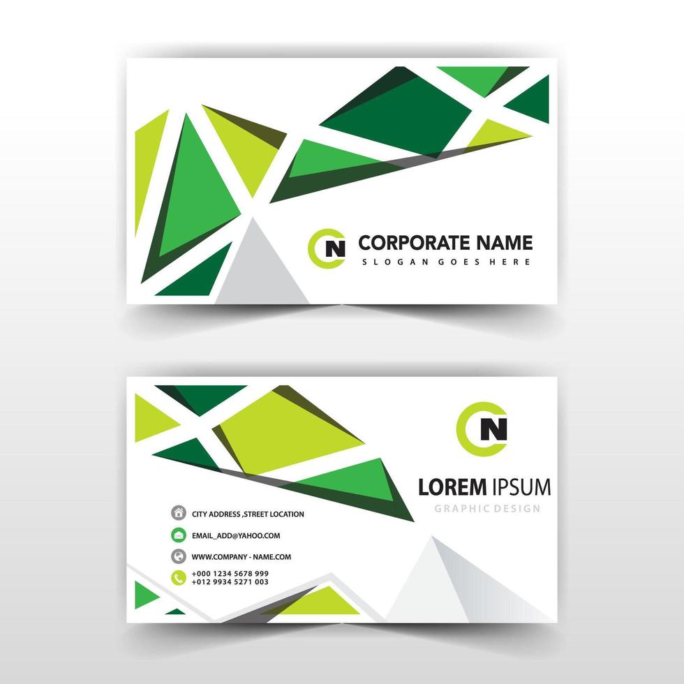 Abstract triangular shapes business card template vector