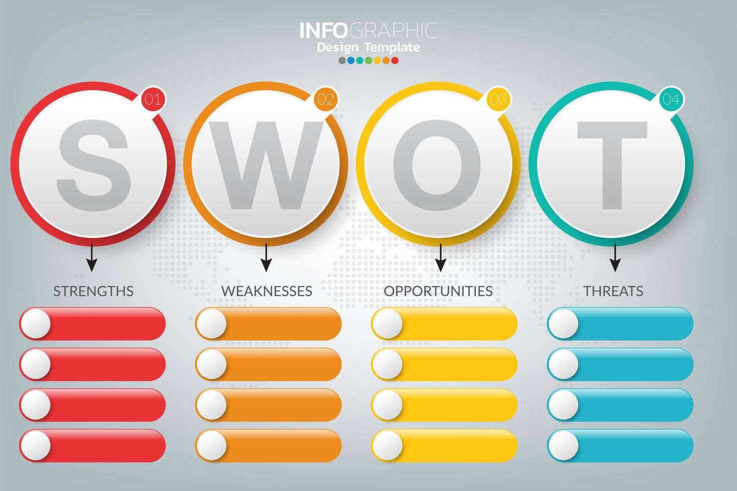 Swot analysis business infographic vector