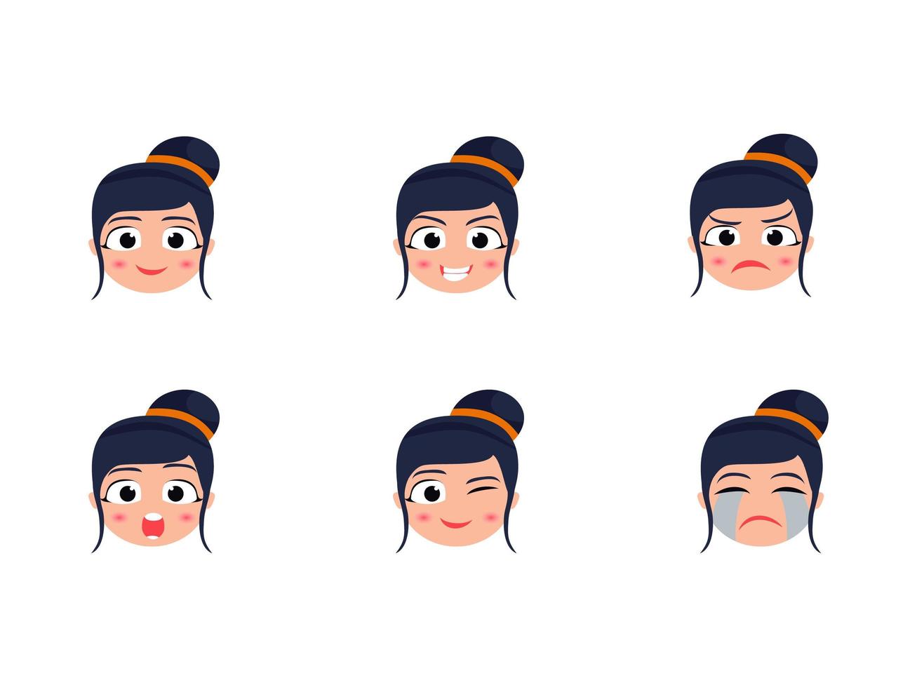 Cute Funny Head Set With Different Expression vector