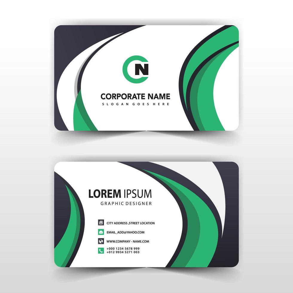 Green swirl business card template vector
