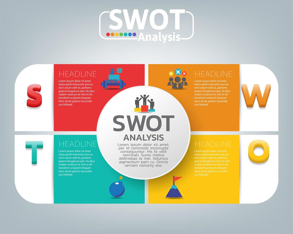 Swot analysis business infographic vector