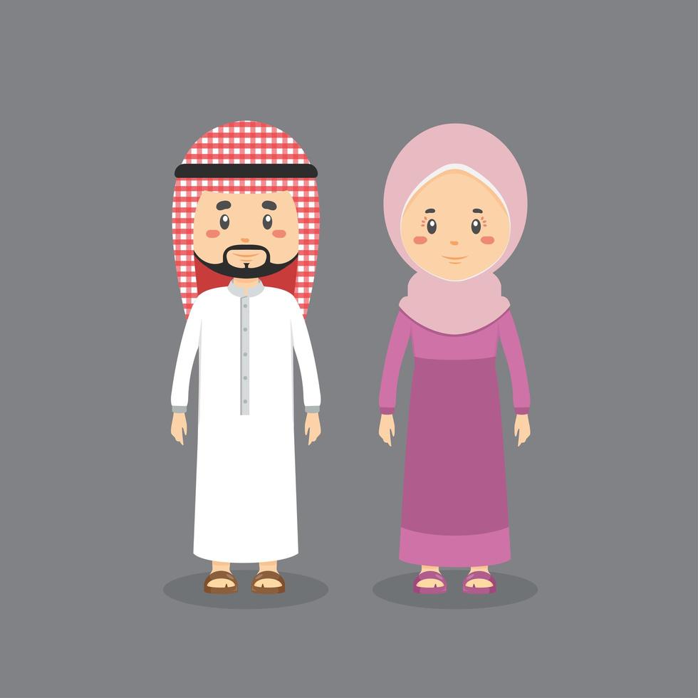 Couple Chracters Wearing Muslim Dress vector