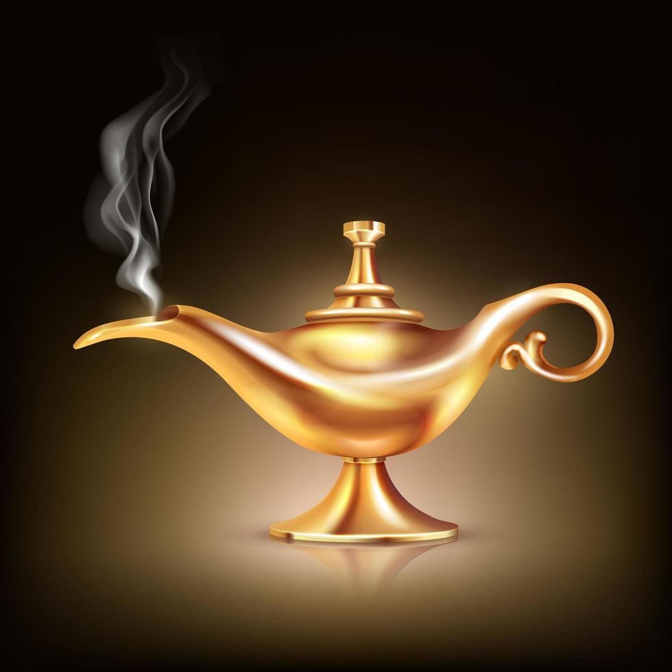 lámpara de aladdin humo vector