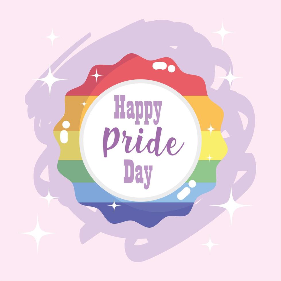 feliz día del orgullo, insignia del arco iris para la celebración de la comunidad lgbt vector