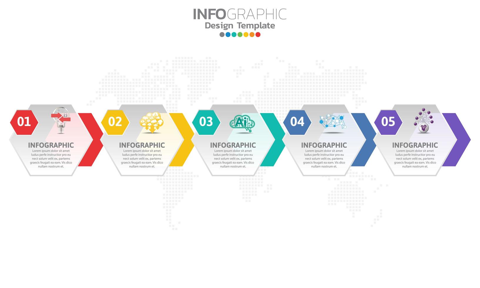 Timeline infographic template with 5 elements vector