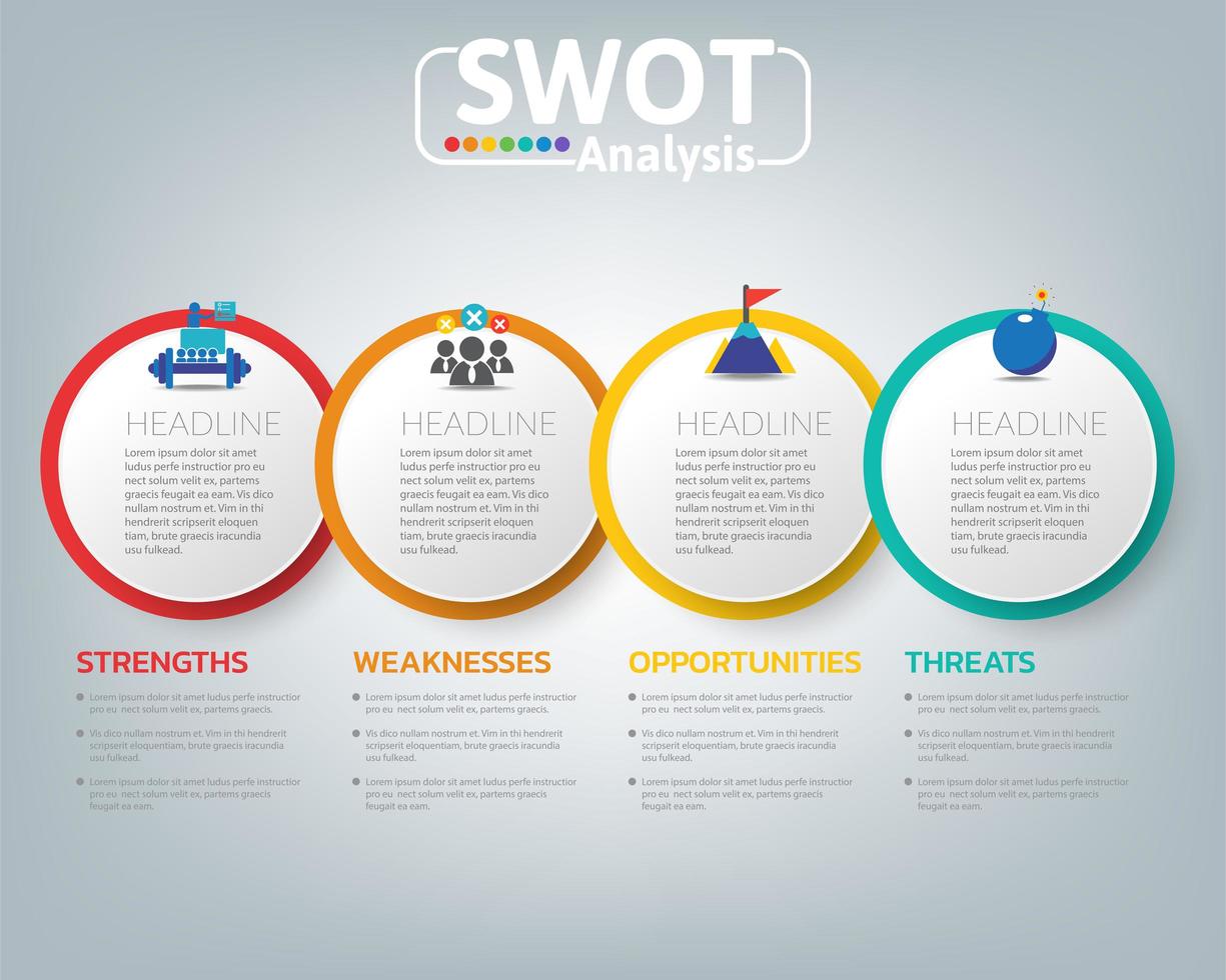 Swot analysis business infographic vector