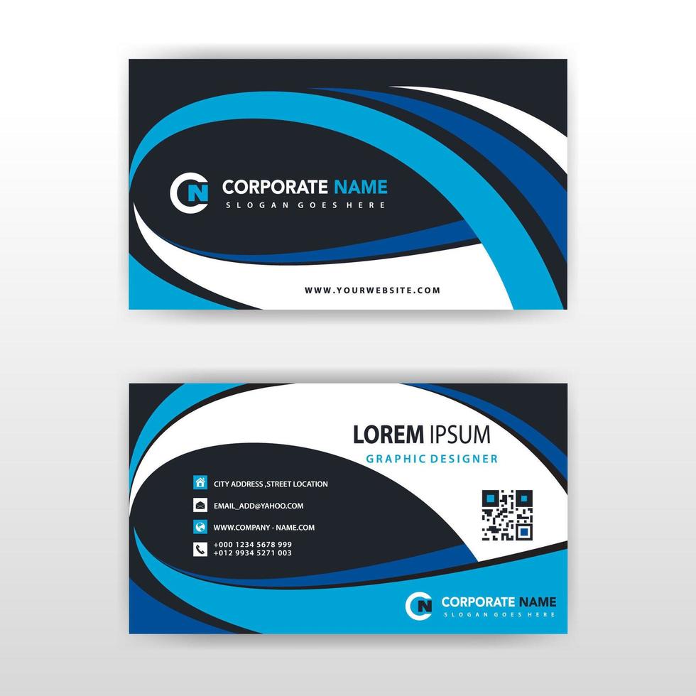 Blue curve horizontal business card template vector