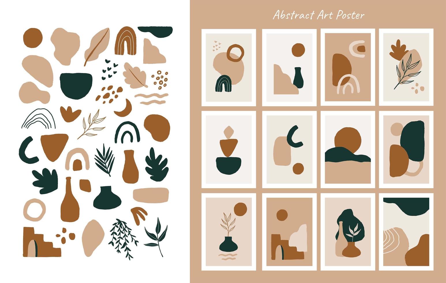 Sets of Aesthetic Abstract Posters and Elements vector