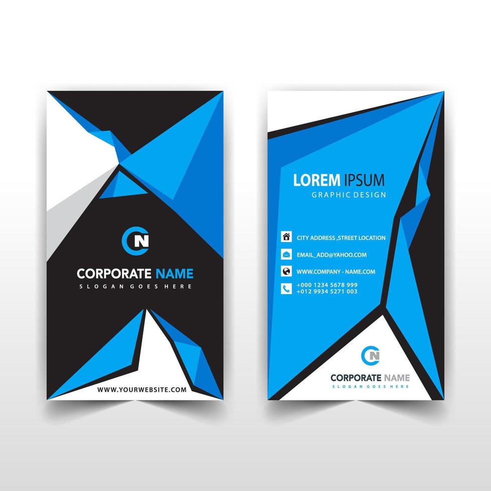 Blue abstract vertical business card template vector
