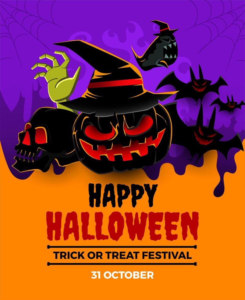 Halloween event poster with scary creatures vector