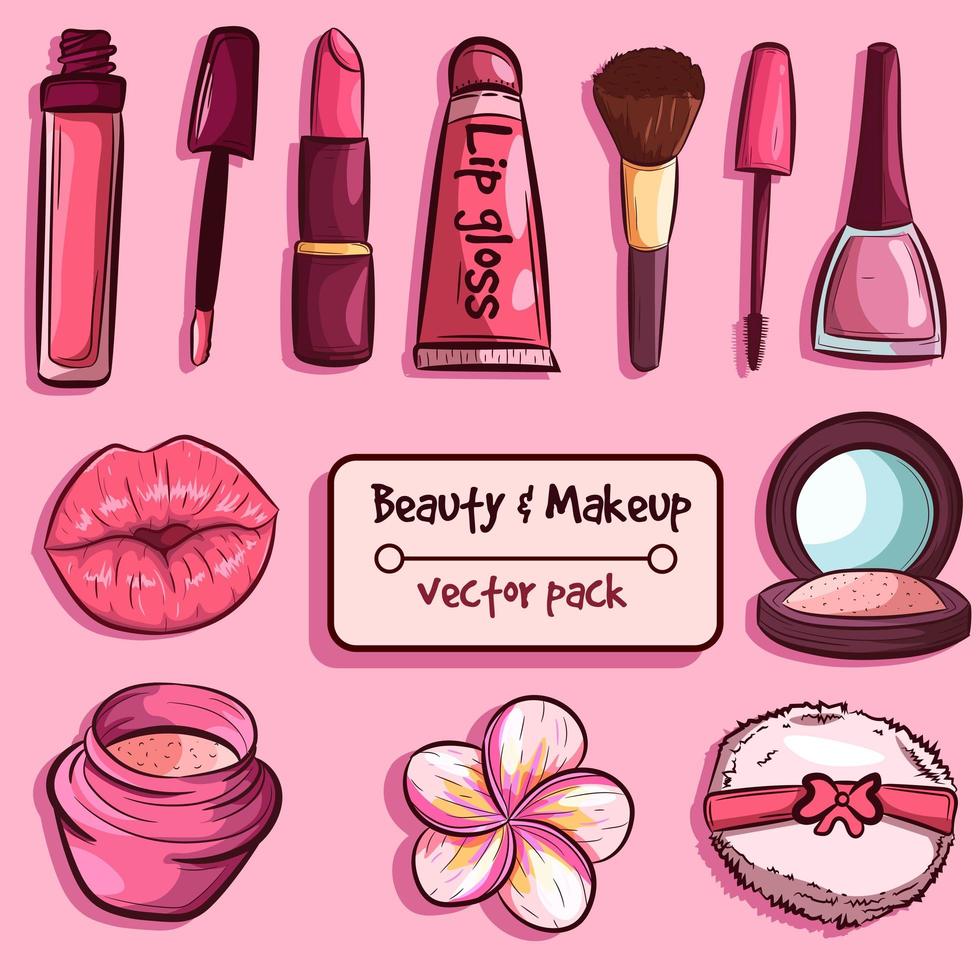 Skincare and beauty elements pack vector