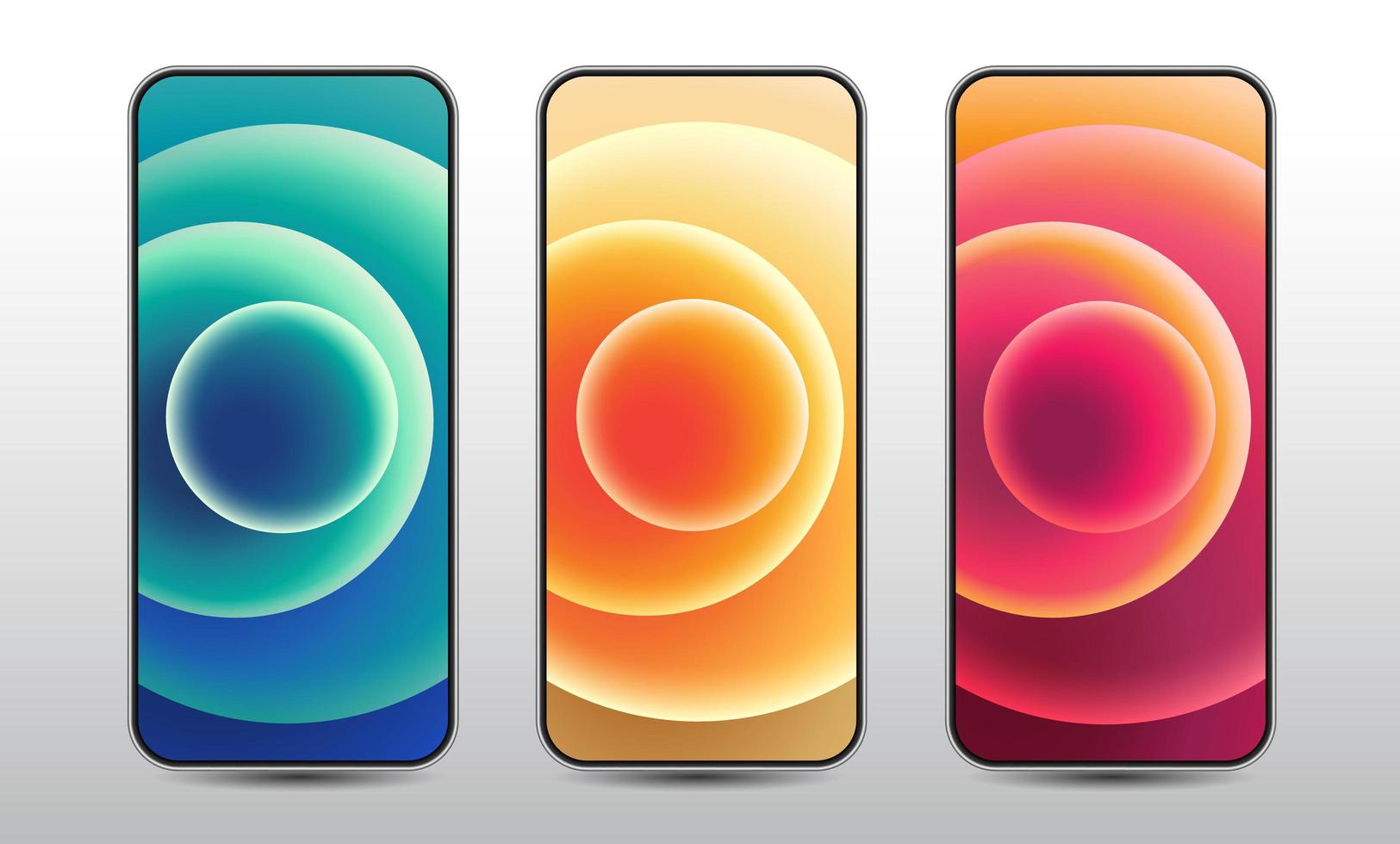 Mobile Phone Set with Colourful Circles on Screen vector