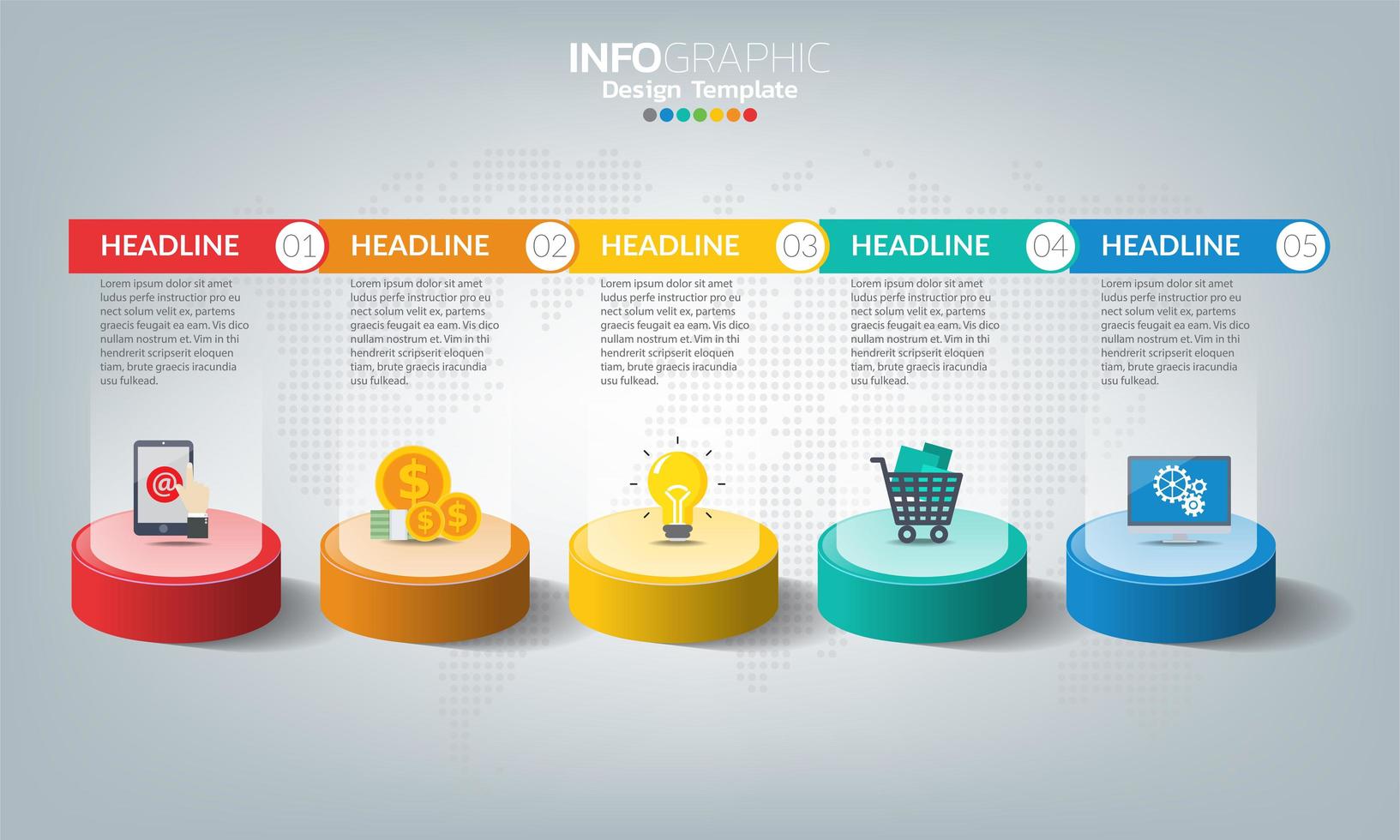 Timeline infographic template with 5 elements vector