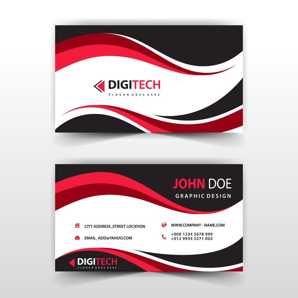 Red and black business card template vector