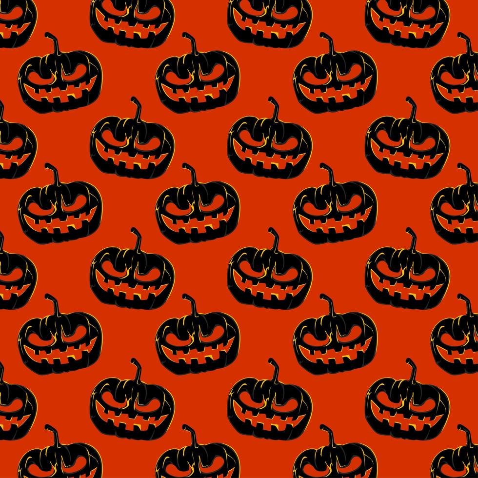 Halloween Orange and Black Pumpkin Pattern vector