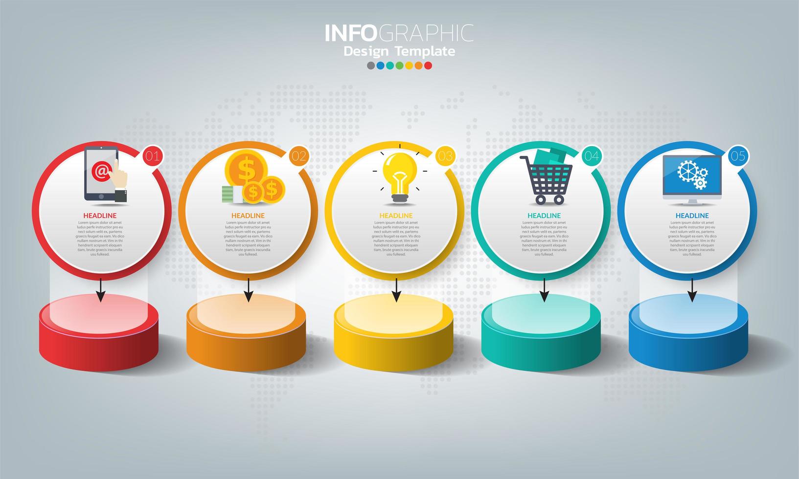 Timeline infographic template with 5 elements vector