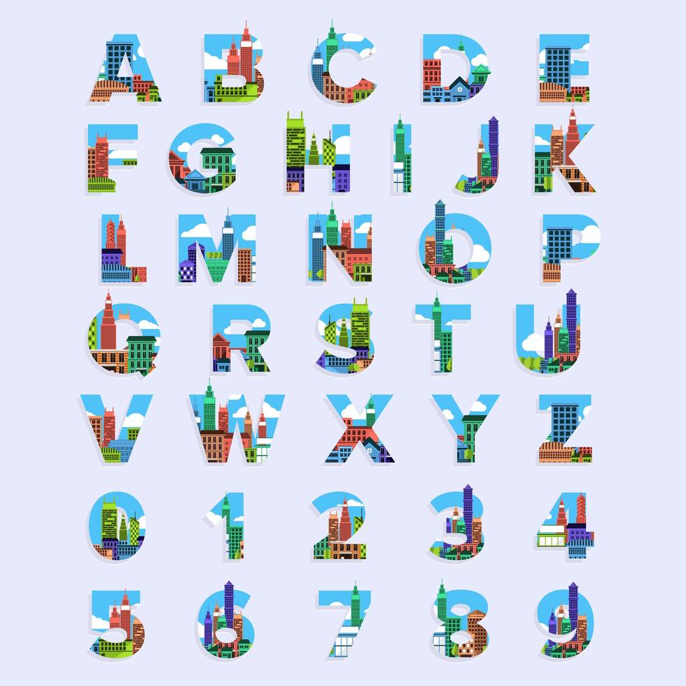 City alphabet set vector