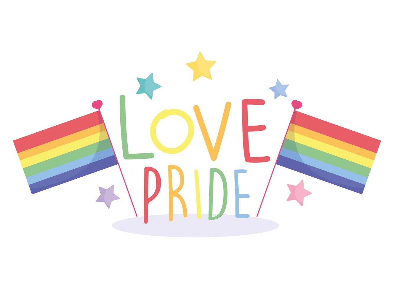 Happy pride day, rainbow flags, stars celebration design vector