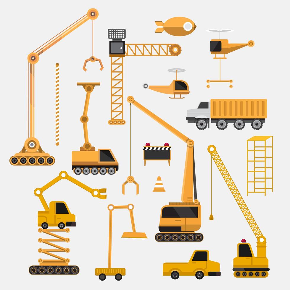 Construction vehicles set vector