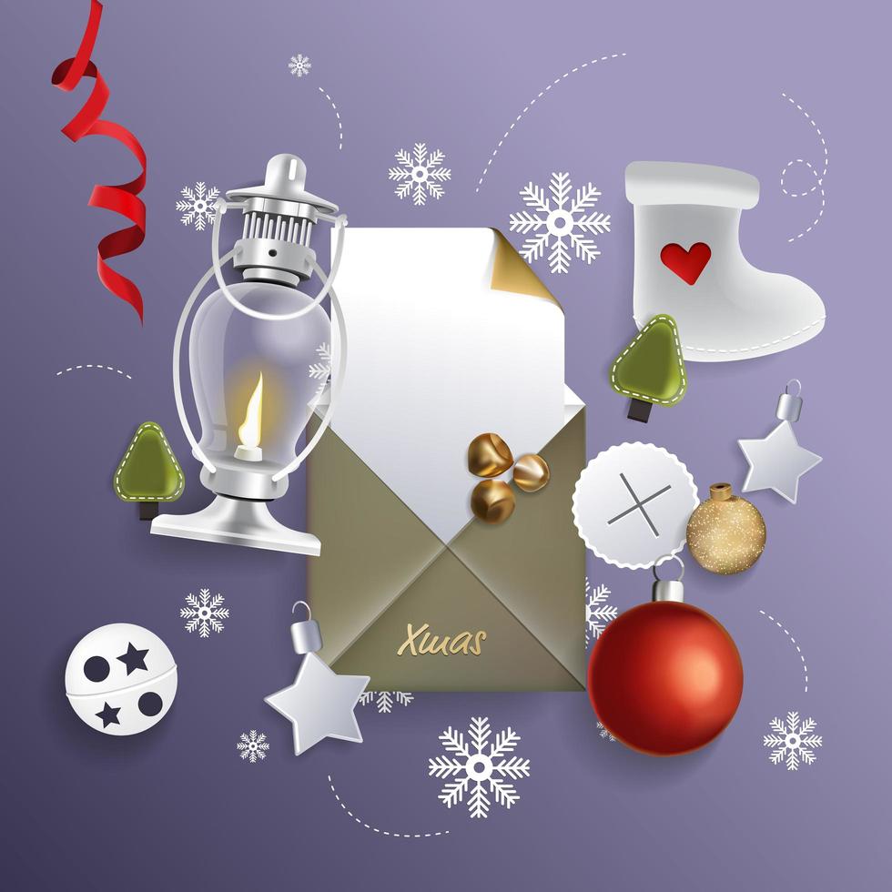 Merry Christmas festive design with Christmas decorations vector