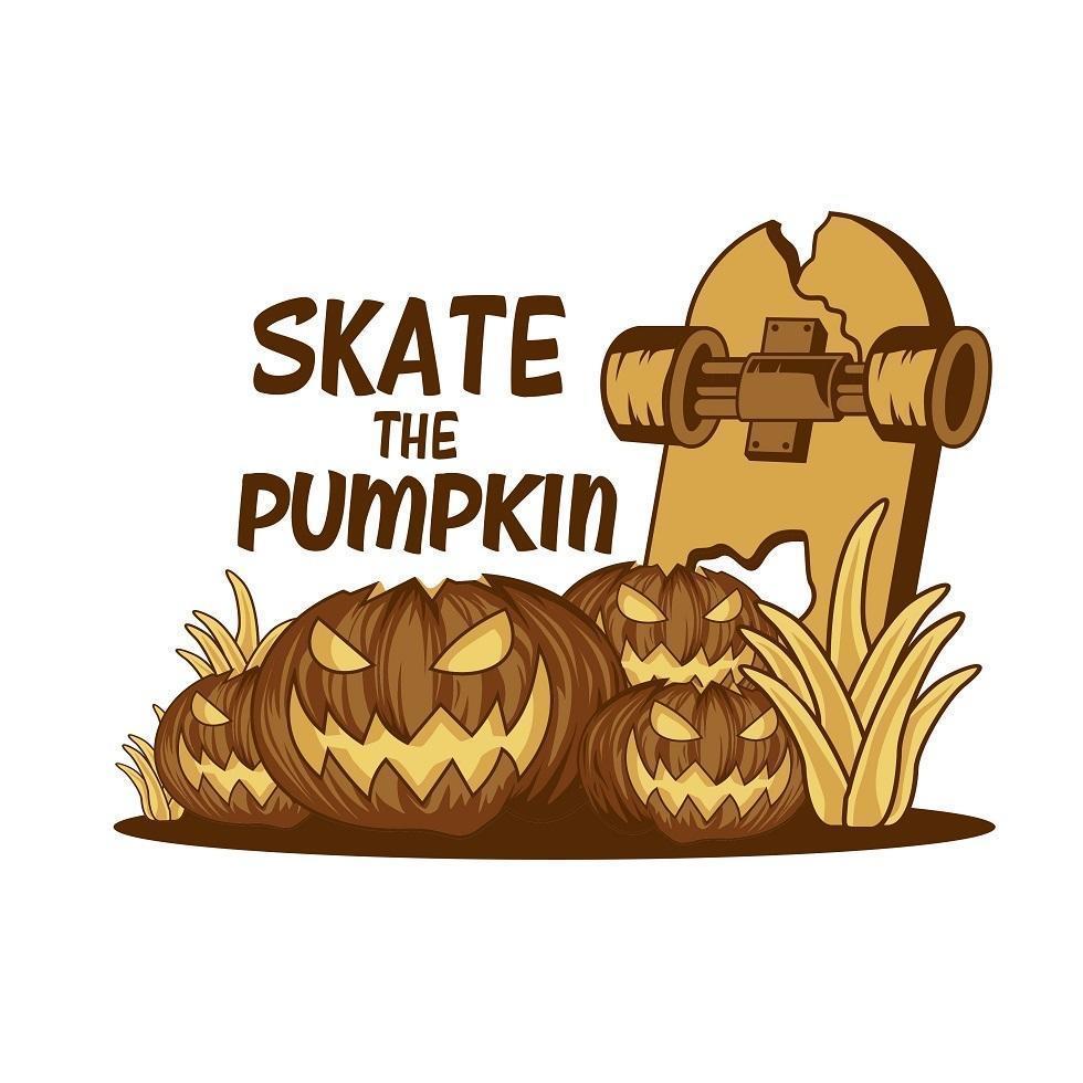 Skate the pumpkin t-shirt or poster design vector