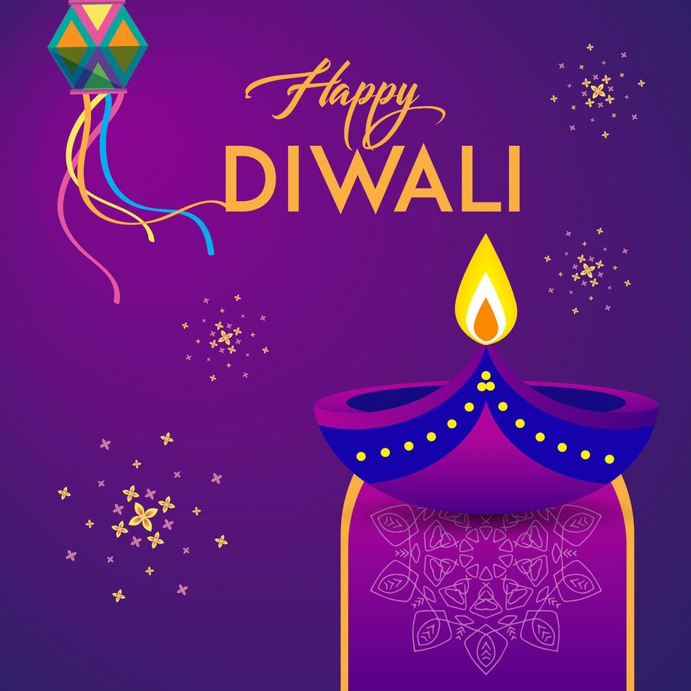 Diwali Greeting Card with Diwali crackers 1410051 Vector Art at ...