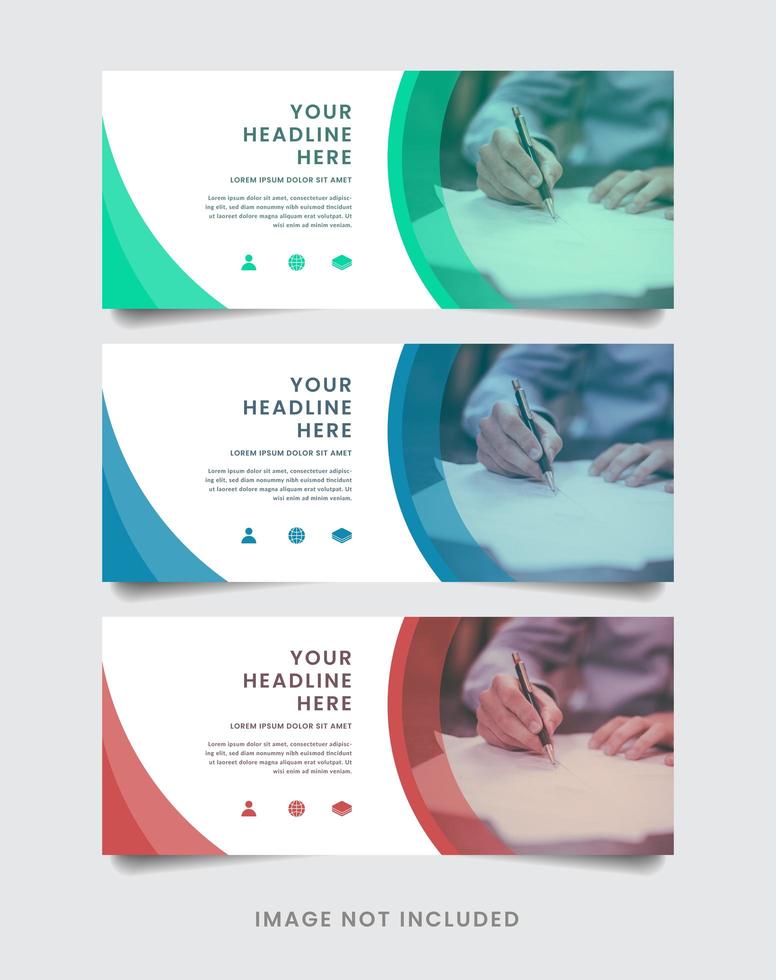 Geometric Curve Banner Template Set vector