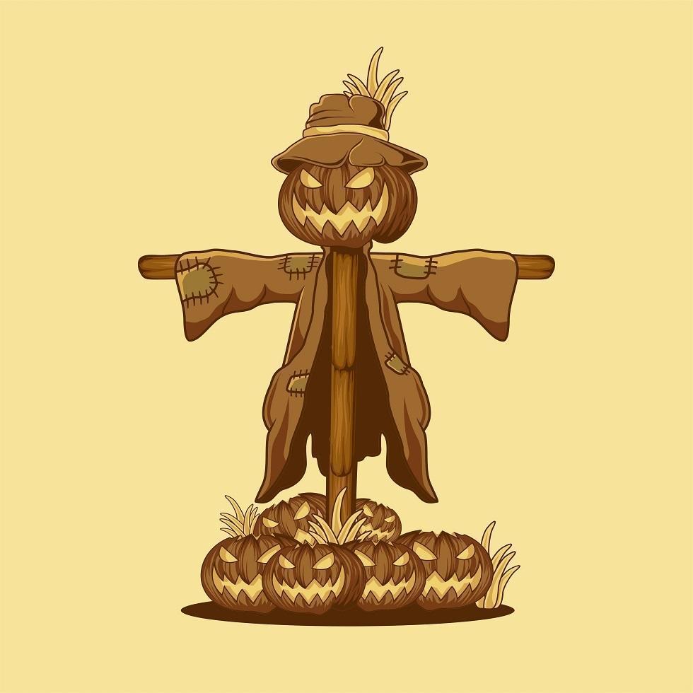Scarecrow pumpkin illustration vector