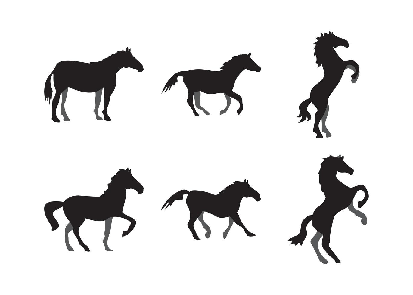 Horse silhouette set vector