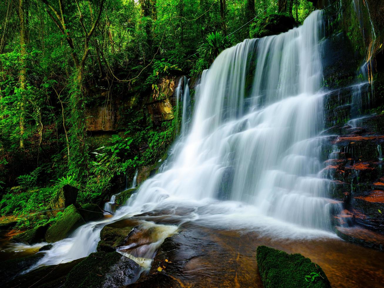 Smooth waterfall background photo