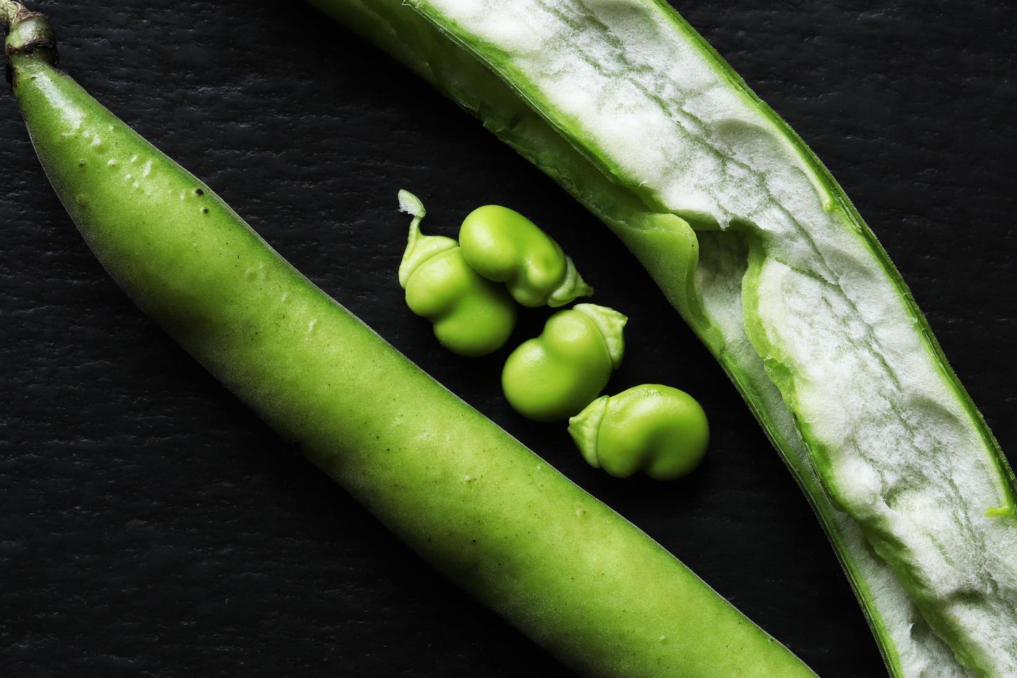 Bean pods isolated on slate photo