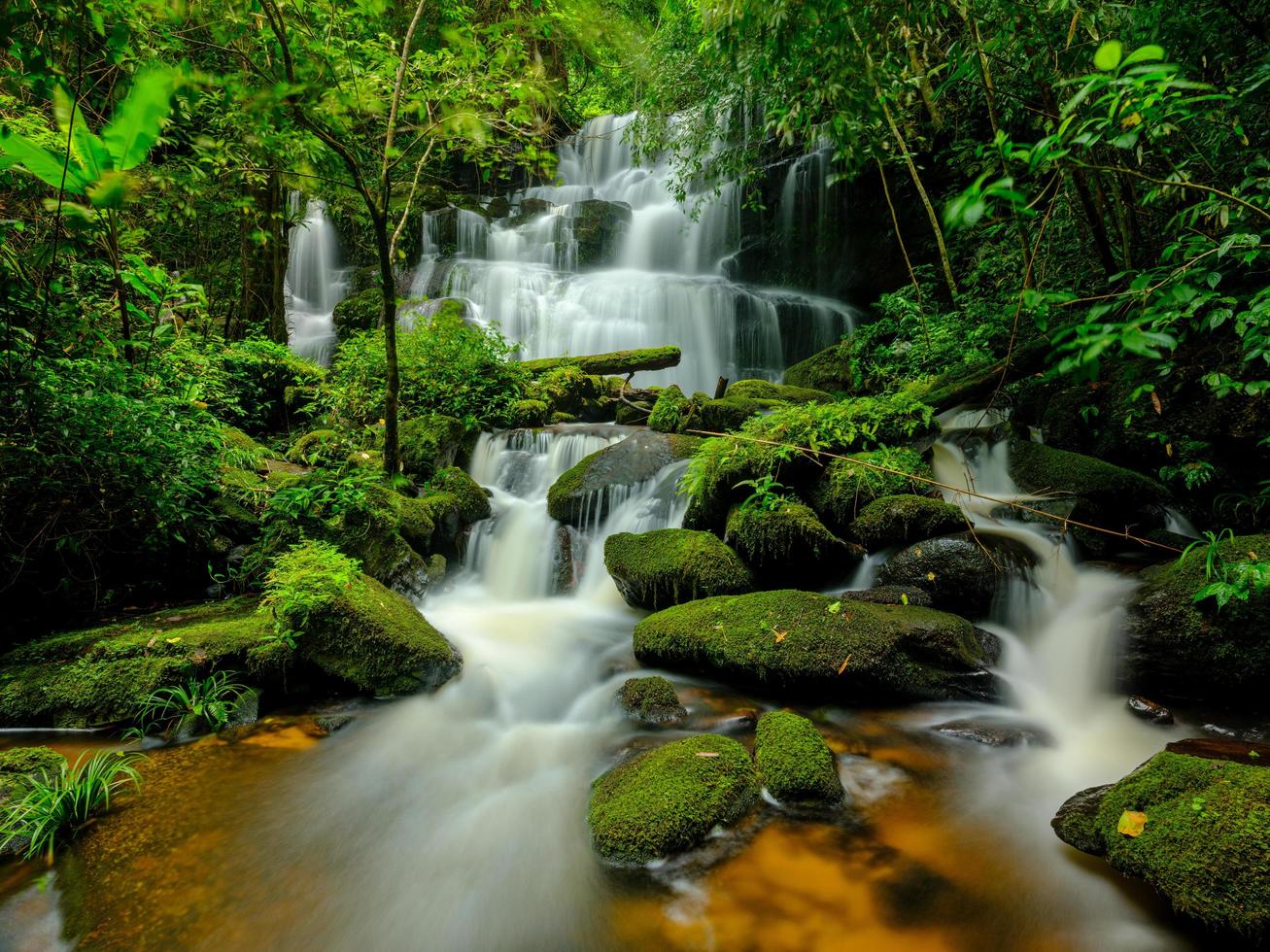 Smooth waterfall background photo