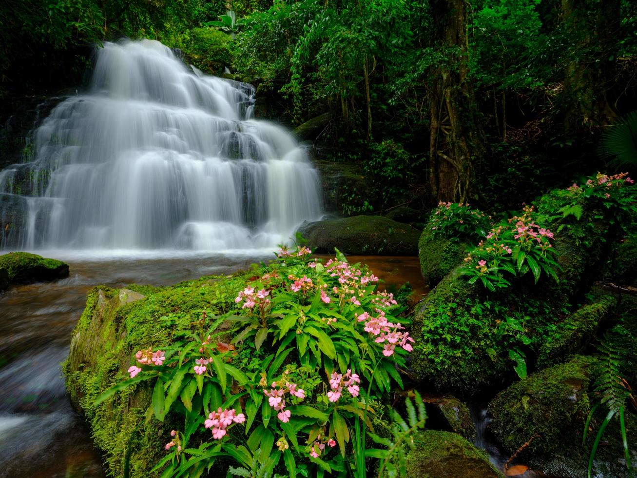 Smooth waterfall background photo