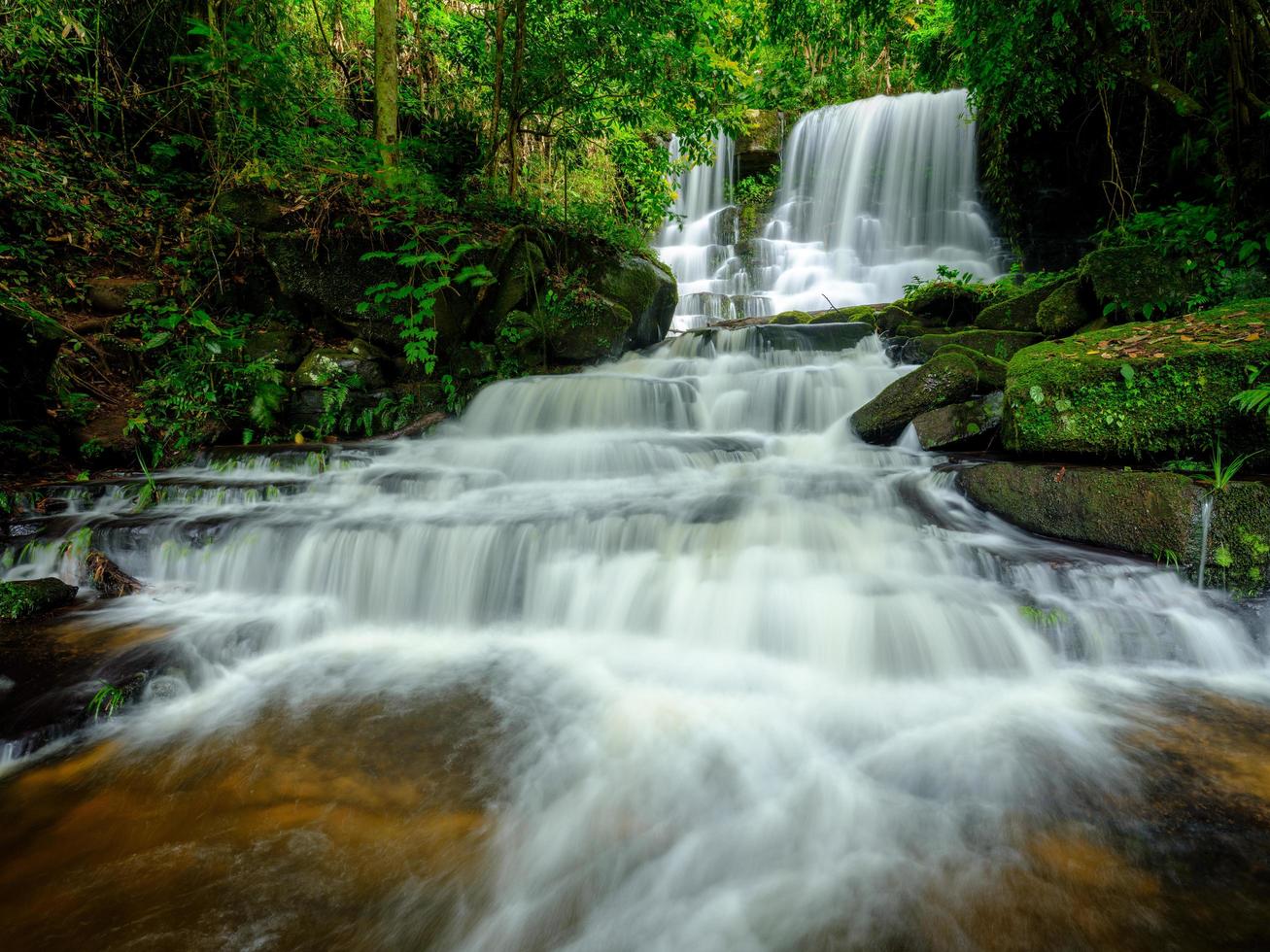 Smooth waterfall background photo