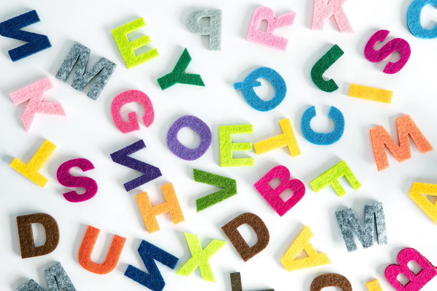 Colorful English alphabet on white background photo