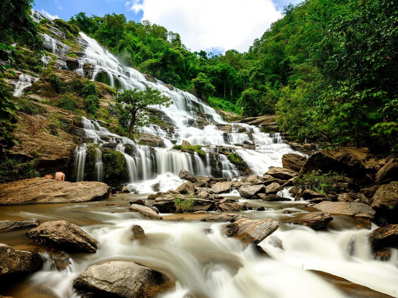 Smooth waterfall background photo