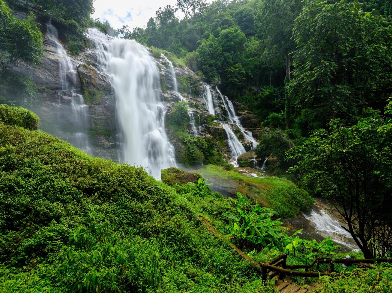Smooth waterfall background photo