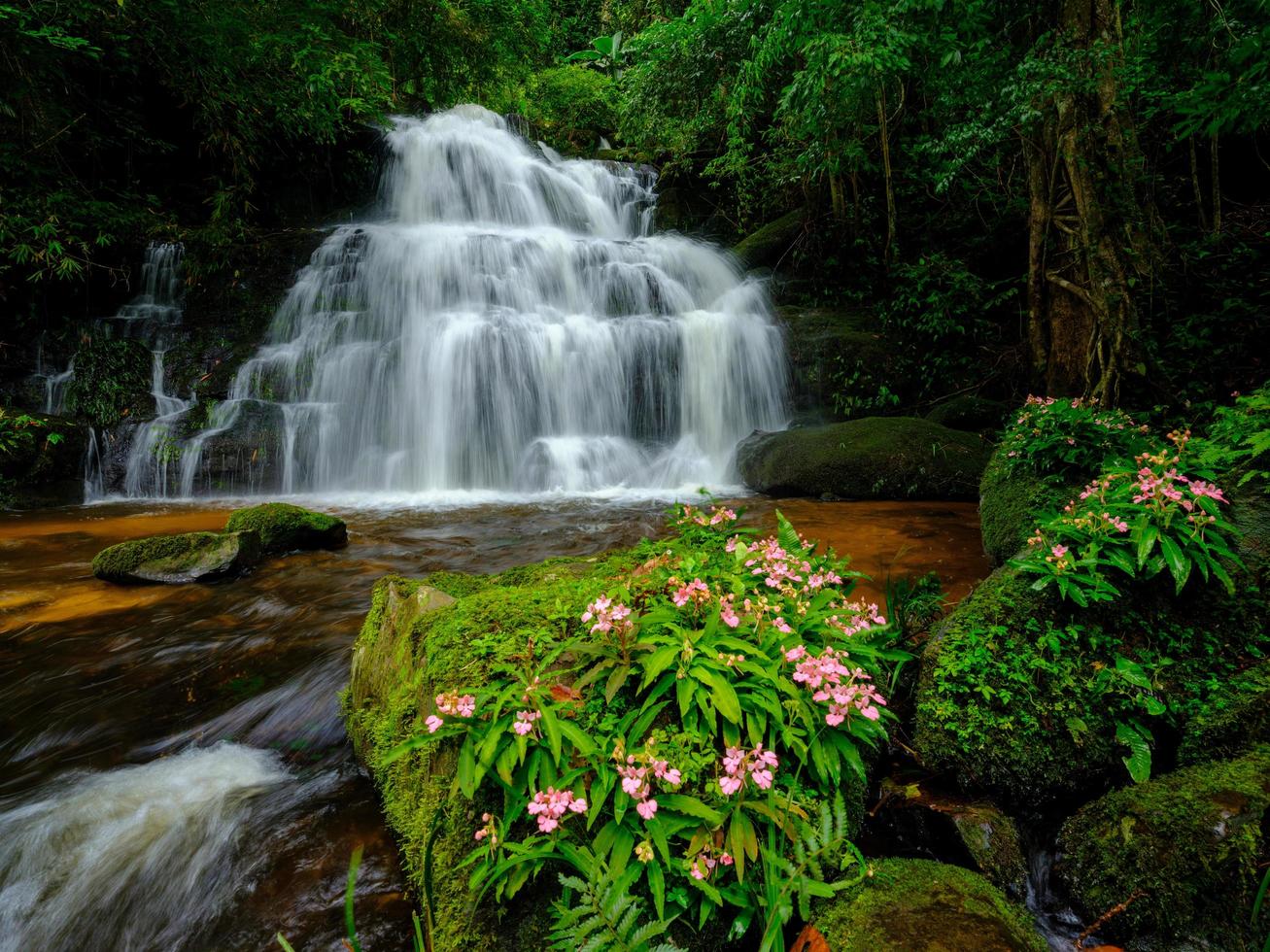 Smooth waterfall background photo