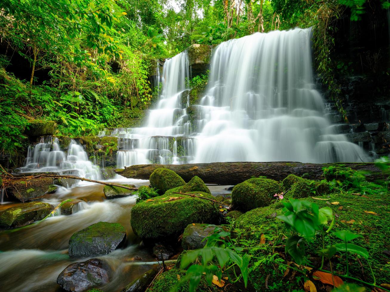 Smooth waterfall background photo