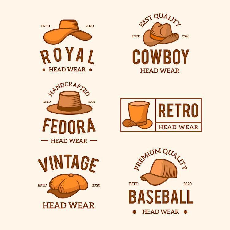 colección de gorras con logo de moda vintage vector