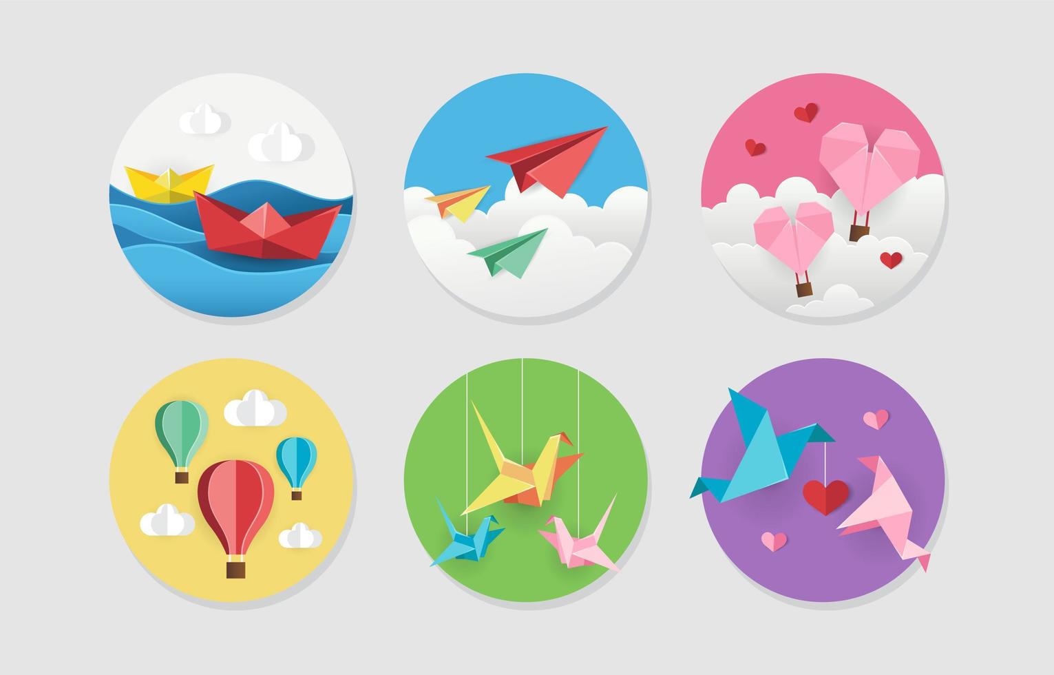 Colourful Origami Set Sticker Pack vector