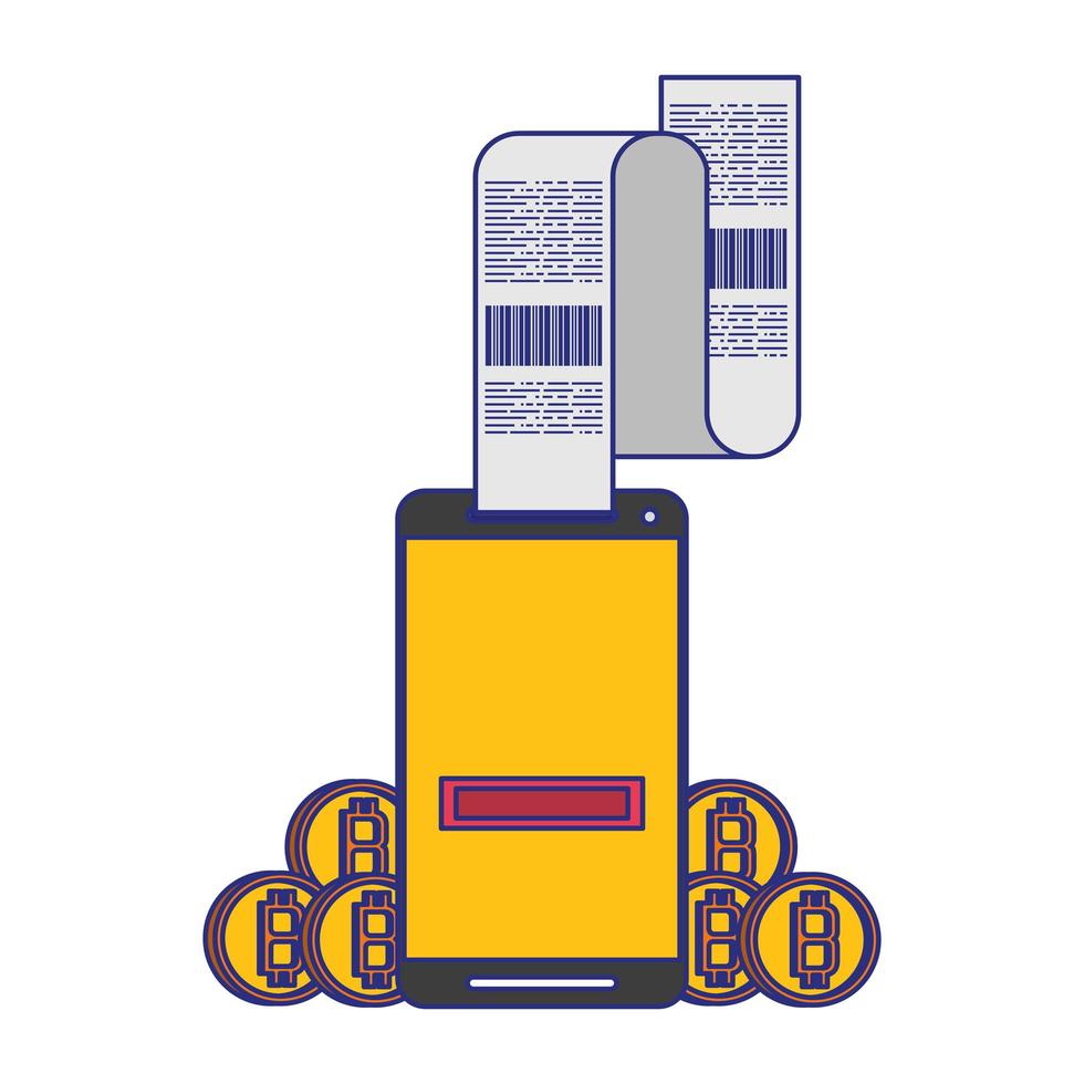 Bitcoin cryptocurrency online payment symbols vector